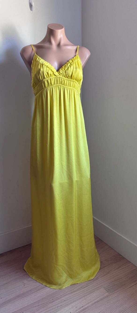 Graham & Spencer Yellow 100% Silk Maxi Dress Size S